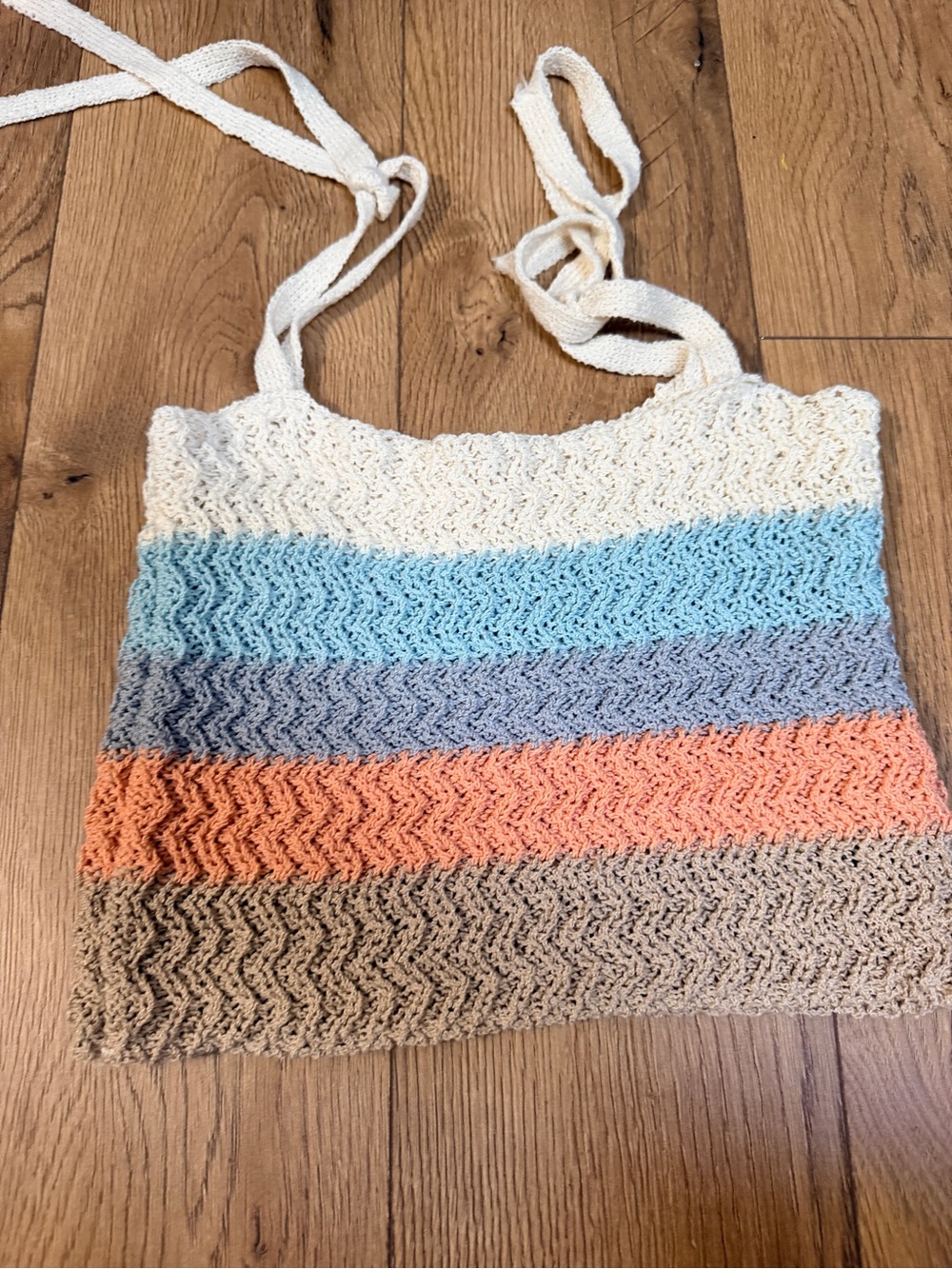 POL Striped Knit Tank Top - Cream, Blue, Gray, Orange, Brown